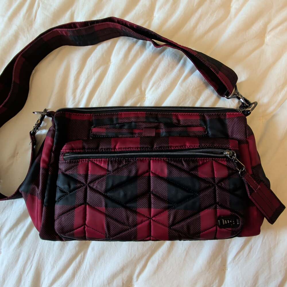 Lug Stretch Buffalo Check Red Black Convertible Crossbody Bag